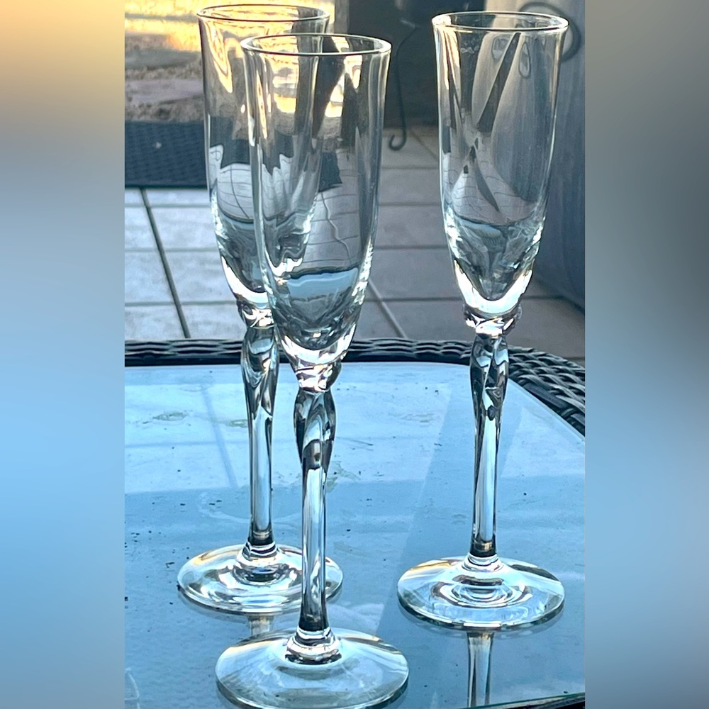 Lenox Unity w/Gold Trim Crystal Champagne Flutes, set of three, 9.25"